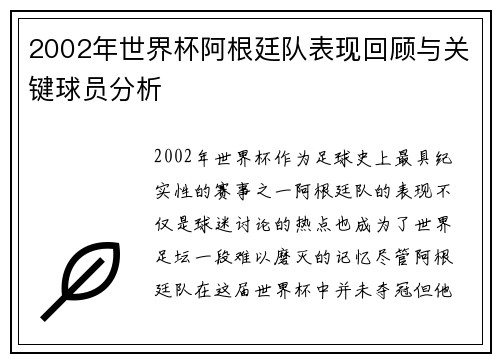 2002年世界杯阿根廷队表现回顾与关键球员分析